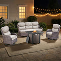 Pocassy Outdoor 5In Sofa Swivel Chair With Fire Pit Table Set