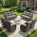 Pocassy Outdoor 9 Piece Sofa Swivel Chiar With Coffee Table