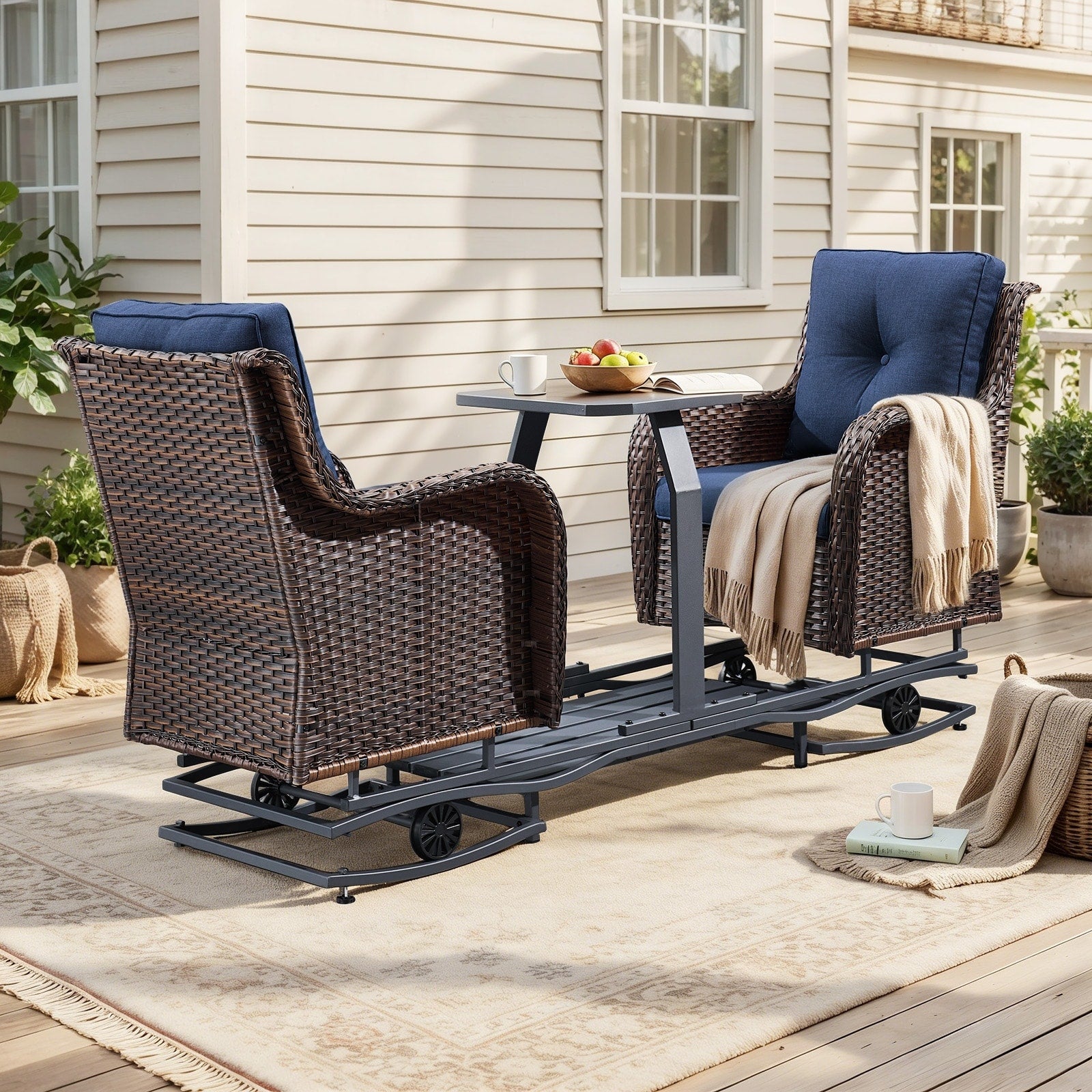 Pocassy Outdoor Patio 2 Person Swing Glider Chair