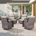 Pocassy Outdoor Patio Sofa With Swivel Chair Fire Pit Table Furniture Set