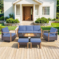 Pocassy Outdoor Sofa Swivel Chair Ottoman W 43 Fire Pit Set