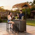 Pocassy Outdoor Tiki Bar Patio Set With 2 Stools Storage For Garden