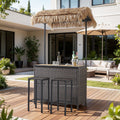 Pocassy Outdoor Tiki Bar Set With 2 Stools Storage For Garden