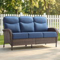 Pocassy Outdoor Wicker Patio Sofa With Anti Slip 6 In Cushions