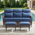 Pocassy Outdoor Wicker Patio Sofa With Ottomans