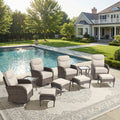 Pocassy Outdoor Wicker Patio Sofa With Swivel Chair Ottoman Sets