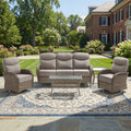 Pocassy Outdoor Wicker Patio Sofa With Swivel Chair And Coffee Table