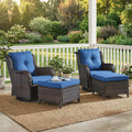 Pocassy Outdoor Wicker Patio Swivel Rocking Chairs With Ottoman Set