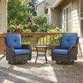 Pocassy Outdoor Wicker Rattan Patio Swivel Rocking Chairs Set