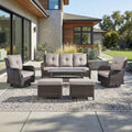 Pocassy Patio Sofa Swivel Glider Chair With 4 Thick Cushion Set