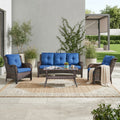 Pocassy Patio Sofa Wicker Chair With 4 Thick Cushion Set