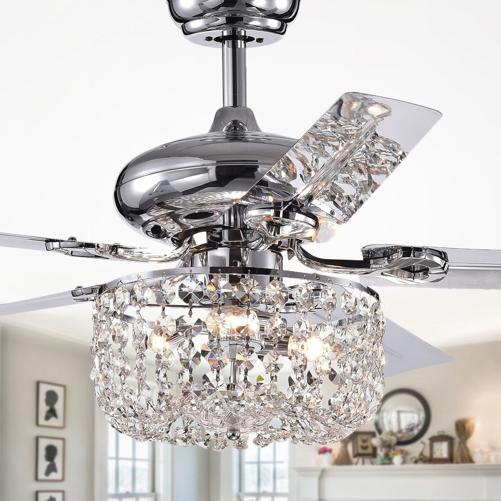 Silver Orchid Campbell 49 Inch Chrome Lighted Ceiling Fan Remote Controlled