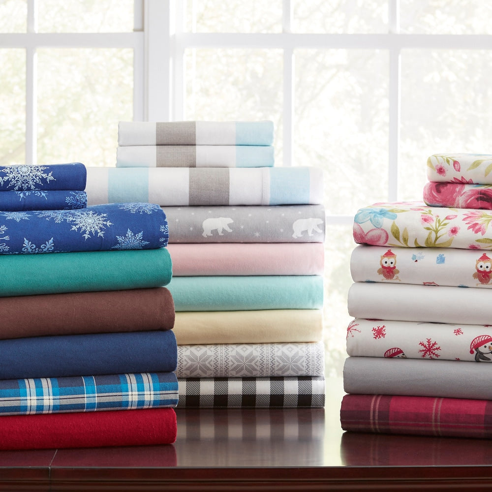 Pointehaven Printed Cotton Flannel Oversized Duvet Cover Set