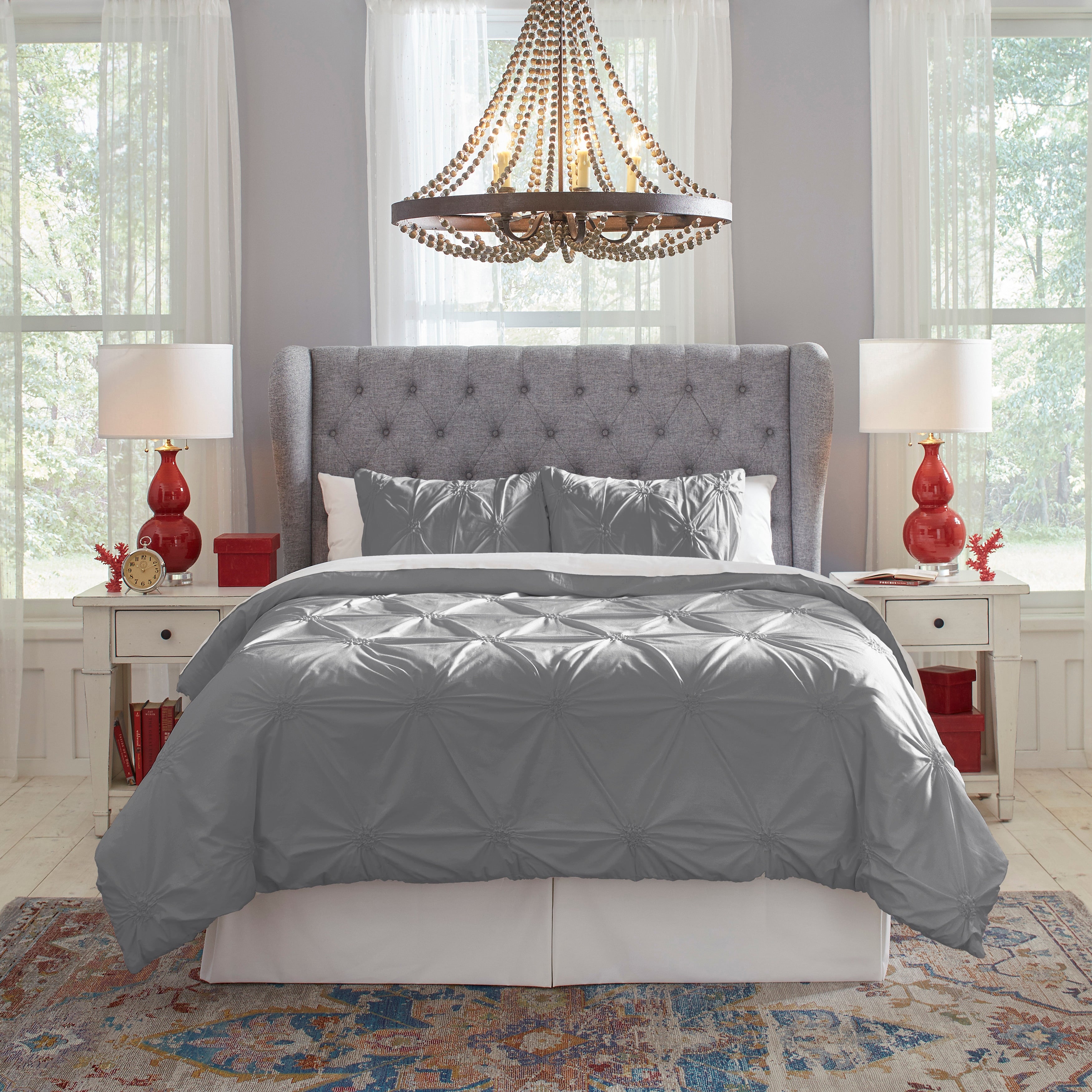 Pointehaven 200Tc Cotton Knotted Pintuck Duvet Set