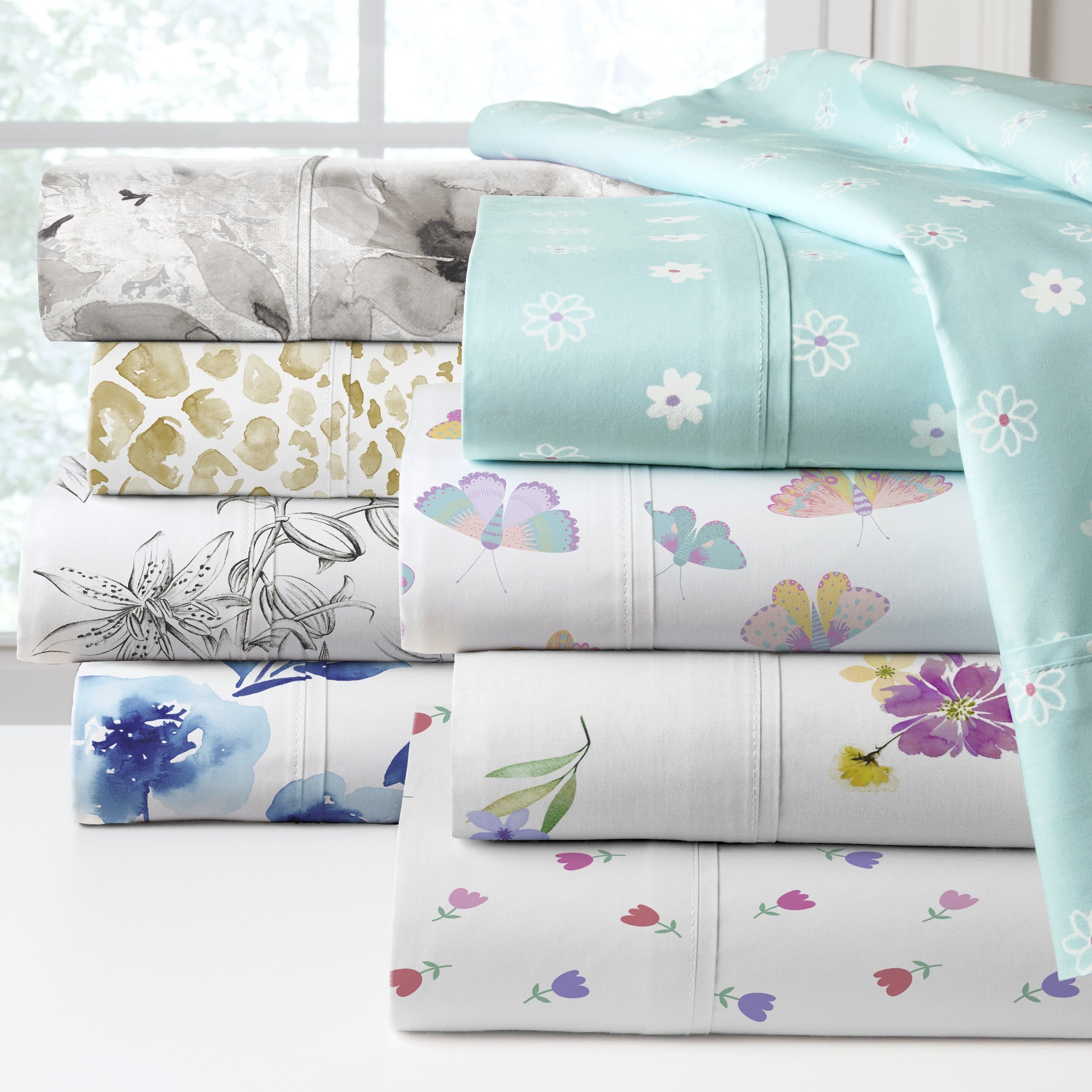 Pointehaven Combed Cotton Crisp Percale Printed 2 Pc Pillow Cases
