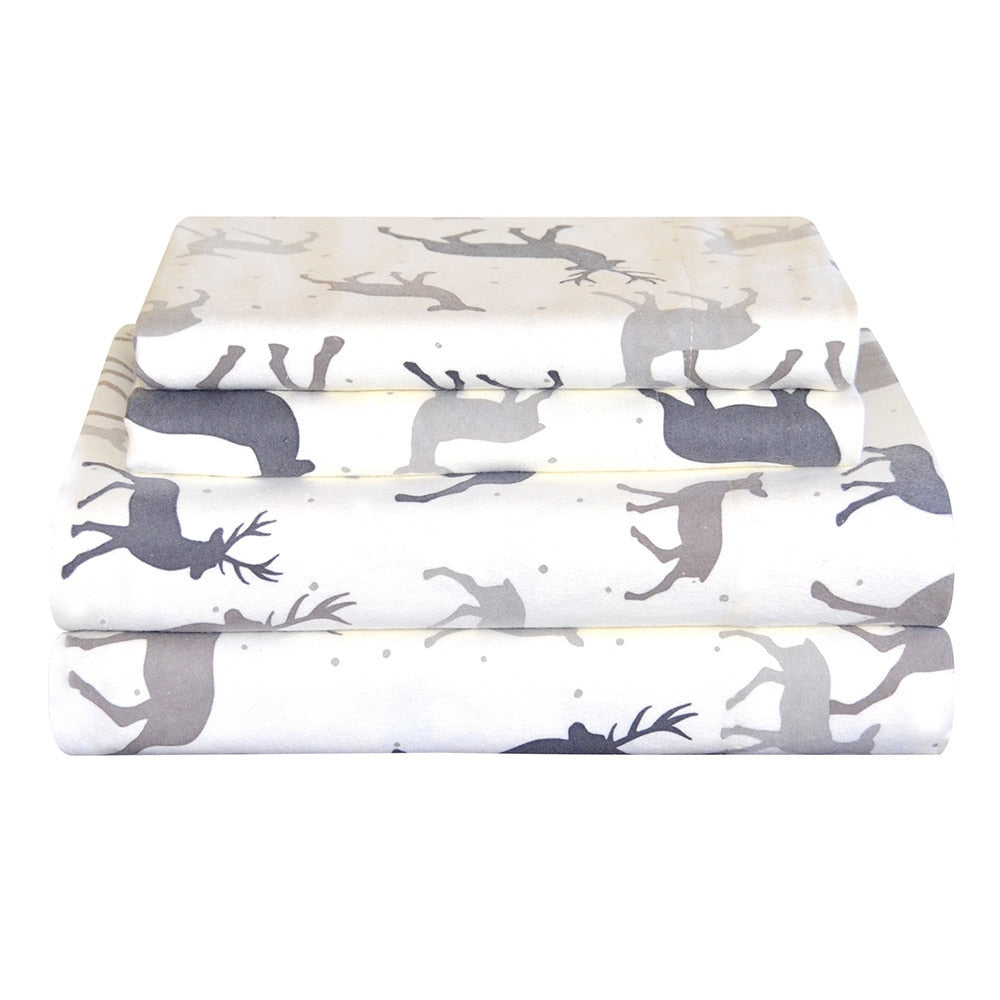 Pointehaven Heavy Weight Deep Pocket Flannel Sheet Set Autumn Deer