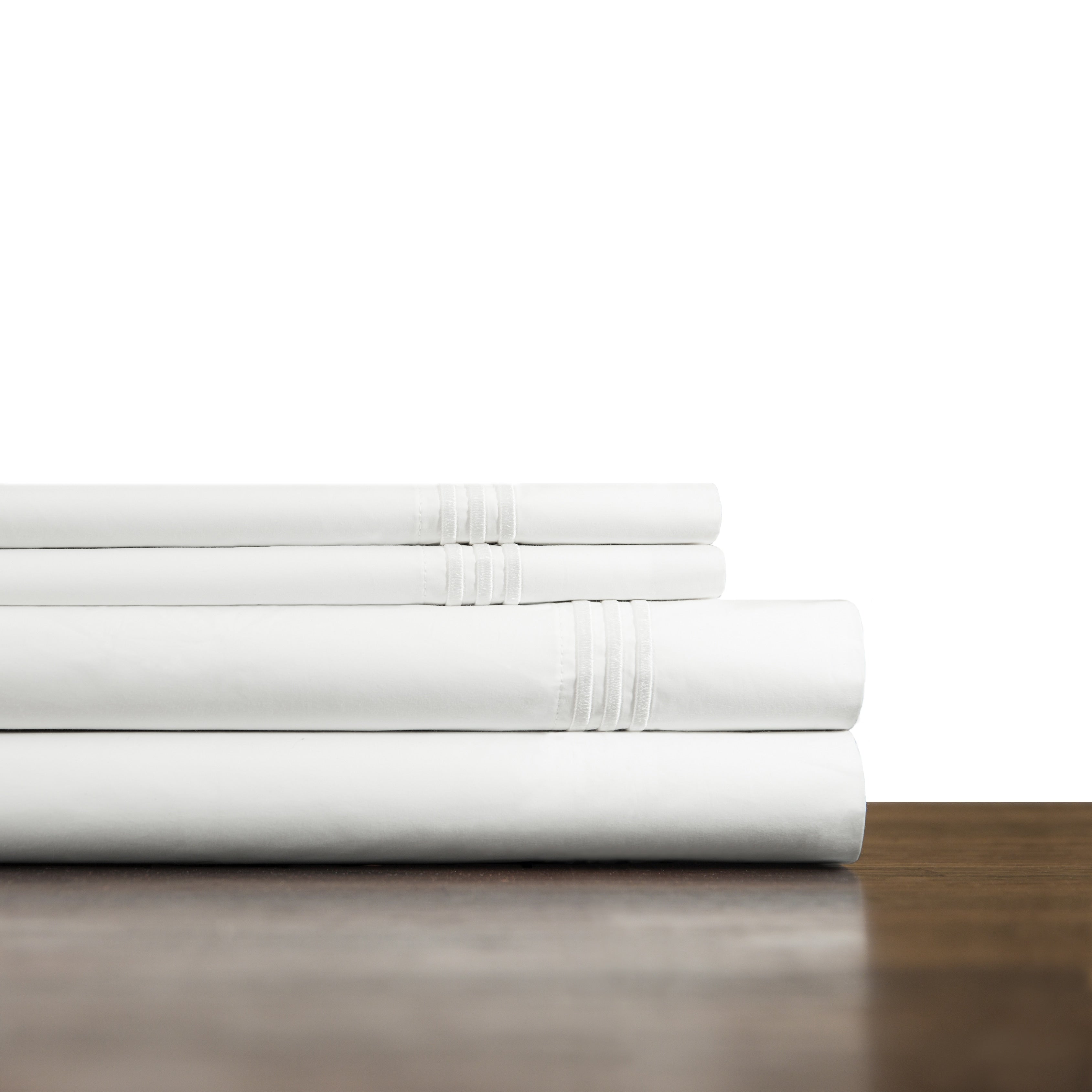 Pointehaven Egyptian Cotton Extra Deep Pocket Embroidered Percale Sheet Set
