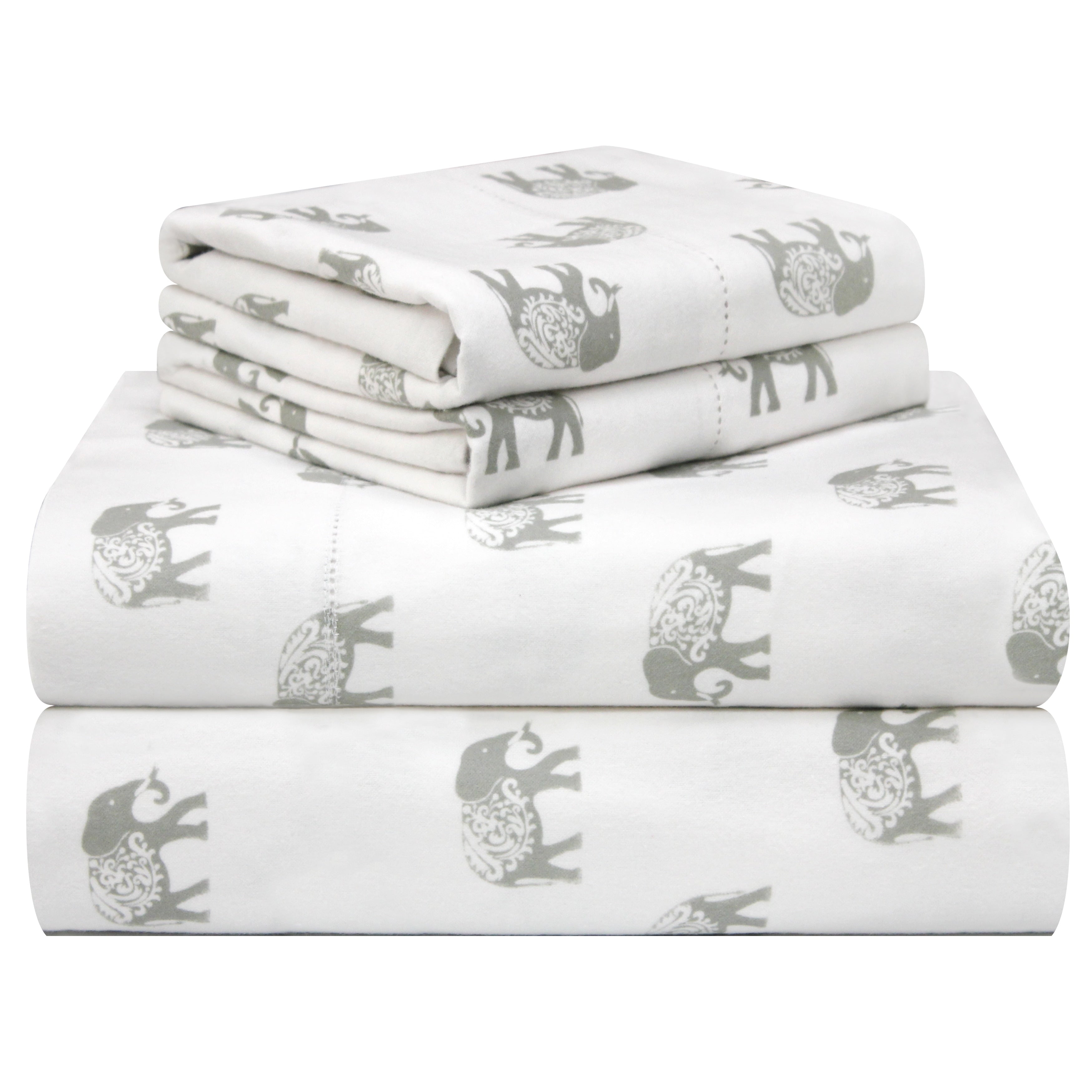 Porch Den Stallion Pattern Printed Cotton Flannel Sheet Set