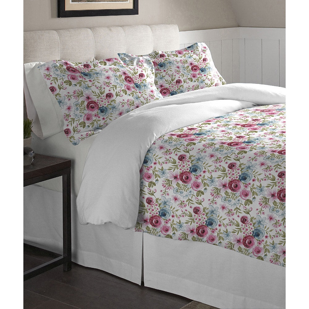 Pointehaven Sylvan Cotton Printed Flannel Oversized Duvet Set