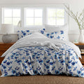 Pointehaven Water Petals White 300Tc Digital Print Duvet Set