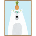 Polar Bear With Pineapple By Carla Daly Framed Canvas Wall Art Print
