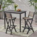 Polaris Outdoor 45 Rectangular 3 Piece Wood And Wicker Bar Height Set By Christopher Knight Home