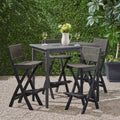 Polaris Outdoor 45 Rectangular 5 Piece Wood And Wicker Bar Height Set By Christopher Knight Home