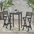 Polaris Outdoor 26 Square 3 Piece Wood And Wicker Bar Height Set By Christopher Knight Home