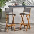 Polaris Outdoor Folding Acacia Wood Barstools Set Of 2 By Christopher Knight Home