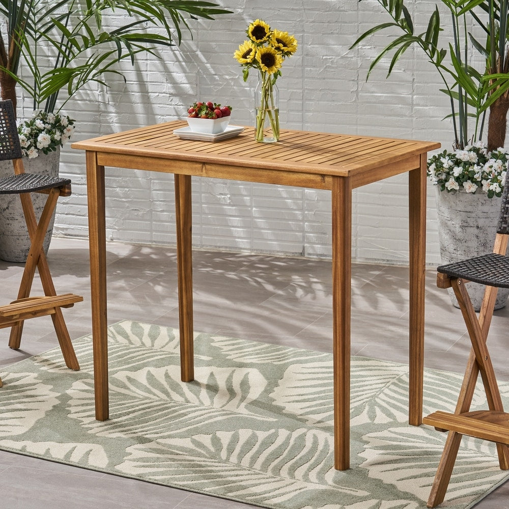 Christopher Knight Home Polaris Acacia Wood Outdoor Minimalist Rectangular Bar Table