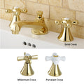 Cross Handle Polished Brass Widespread Bathroom Faucet