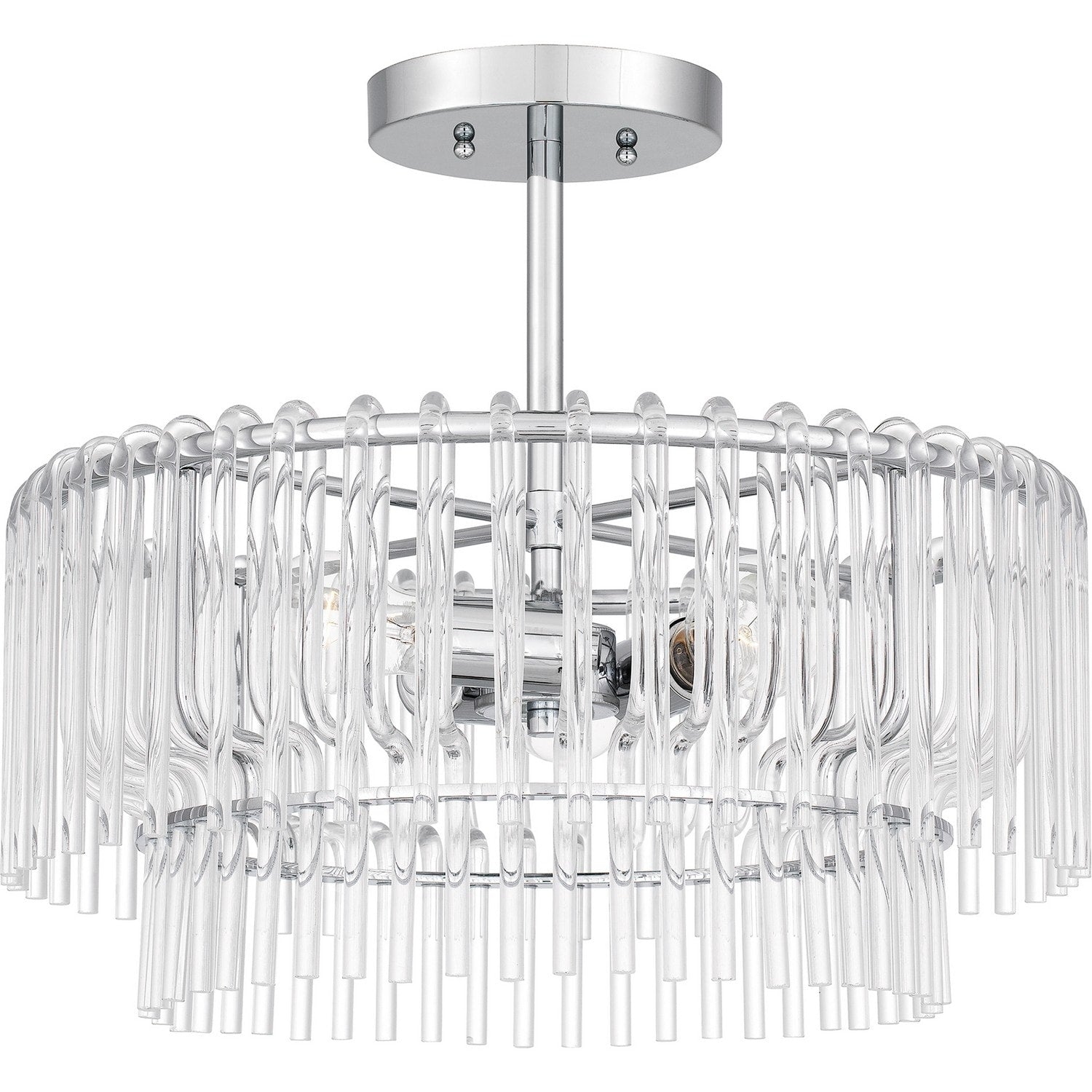 Polished Chrome Three Light Semi Flush Mount From The Tayshia Collection