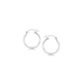 Polished Sterling Silver And Rhodium Plated Hoop Earrings 15Mm