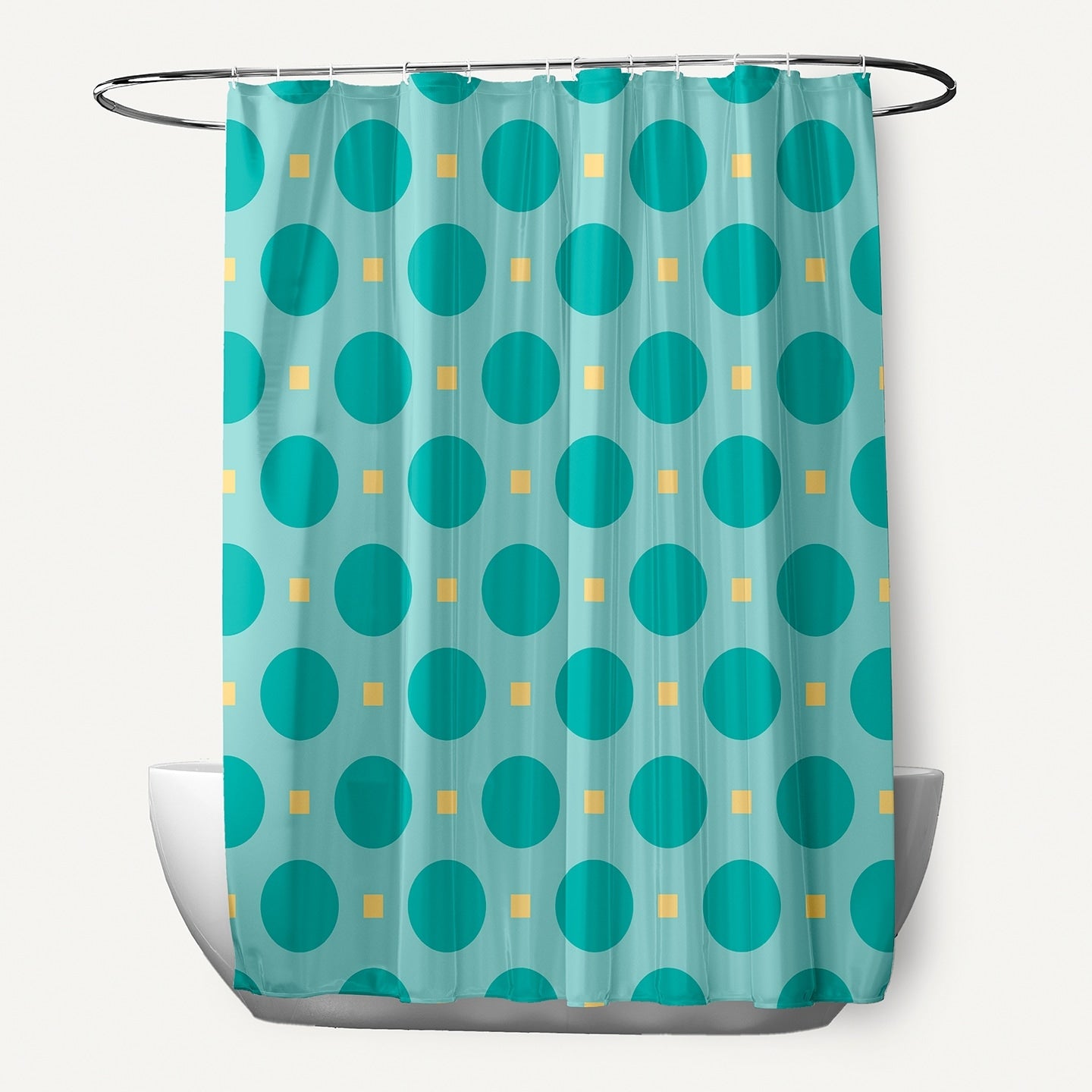 Polka Dot And Geometric Pattern Shower Curtain