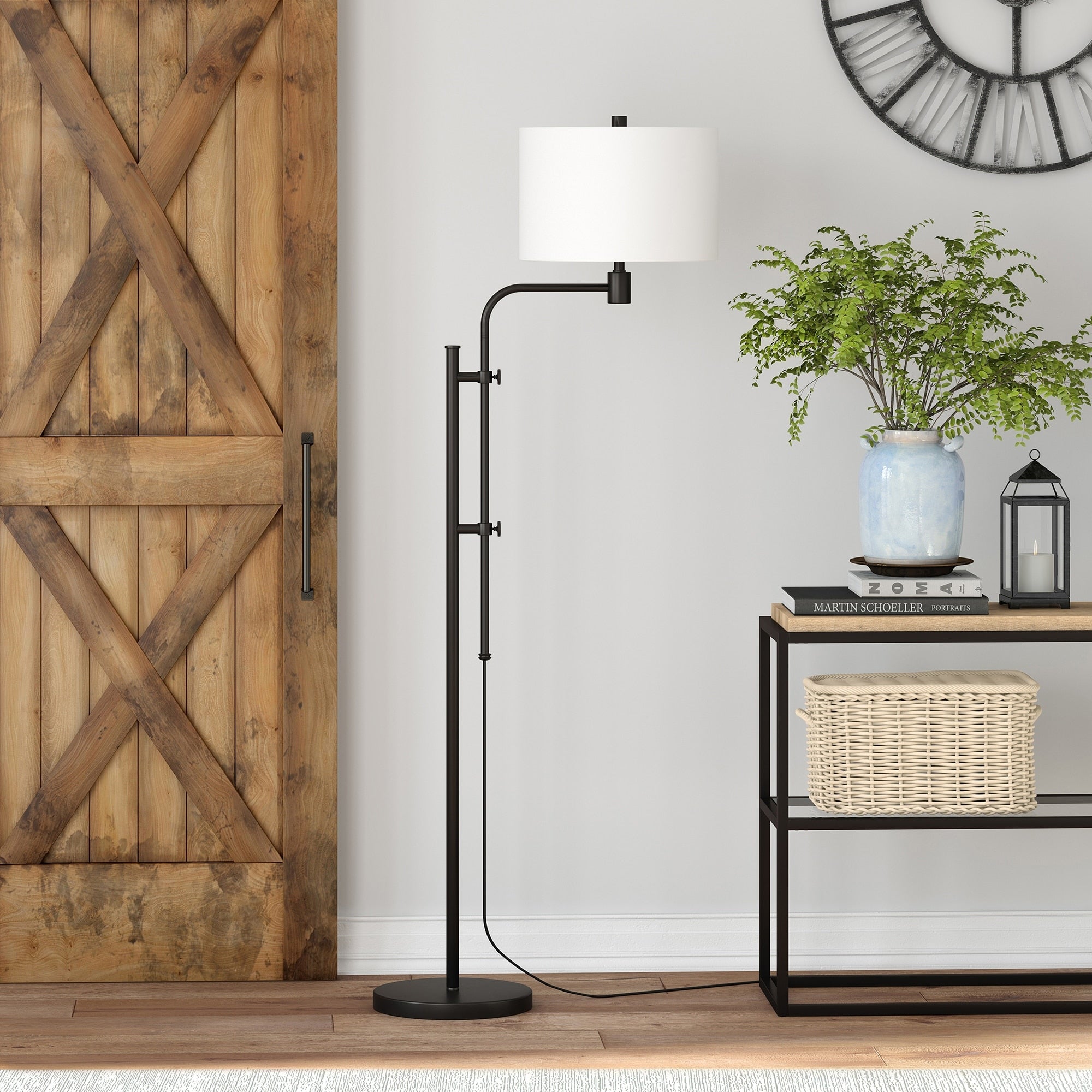 Polly Height Adjustable Blackened Bronze Floor Lamp Black