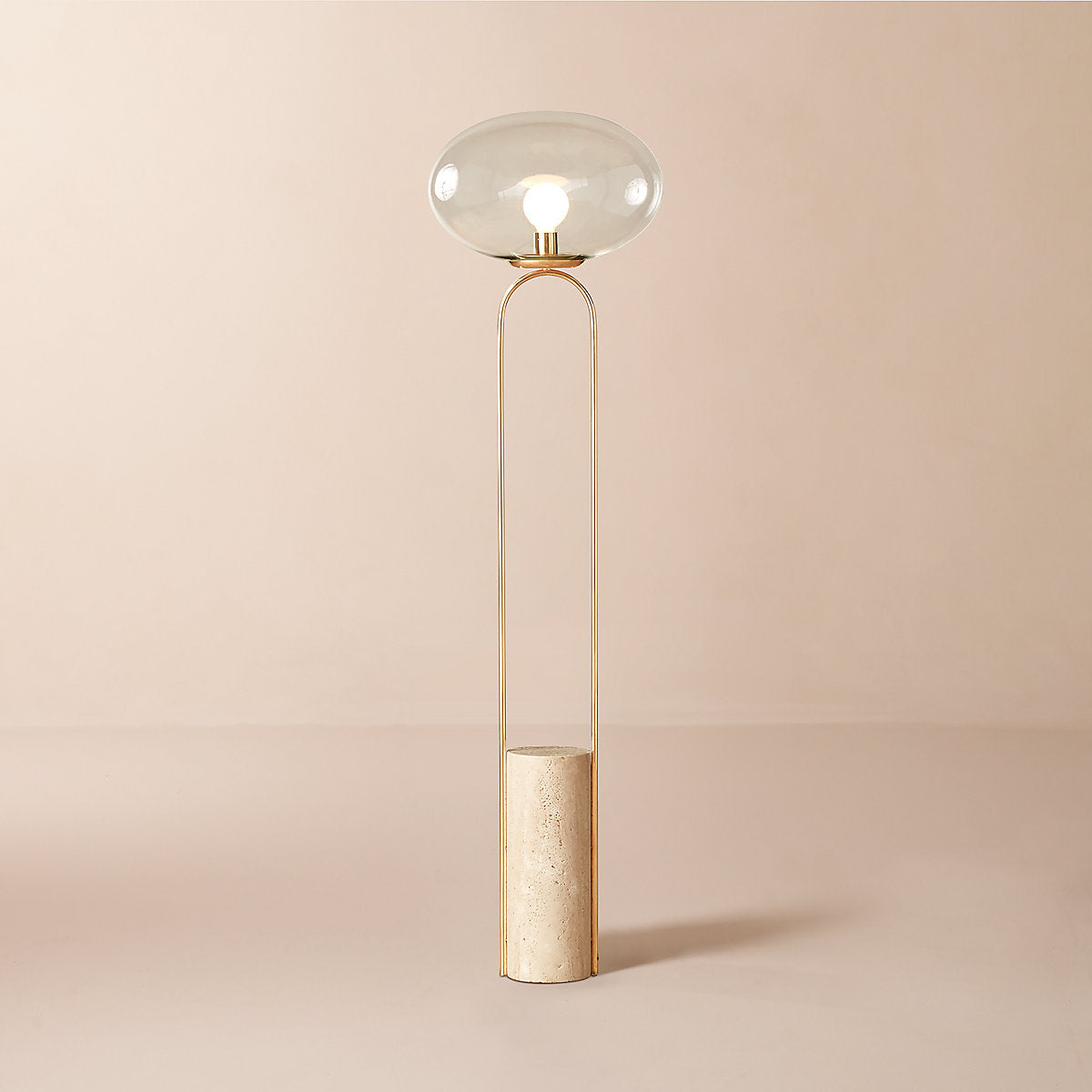 Polo Travertine Table Lamp with Glass Shade