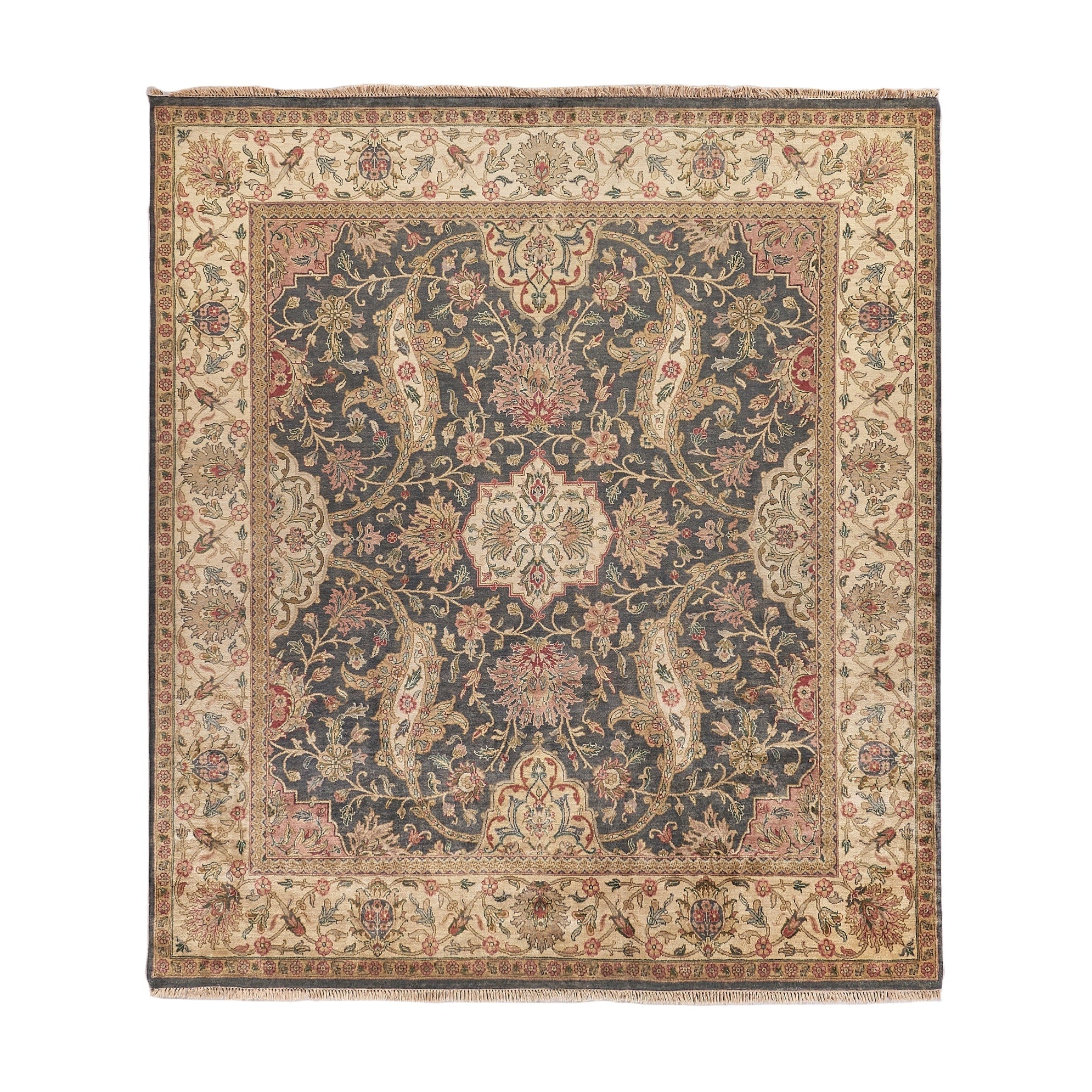 Polonaise Hand Knotted New Zealand Wool Black Area Rug 26 X 126