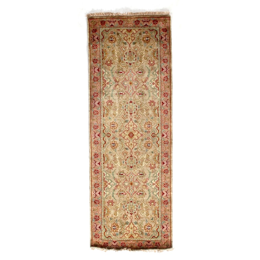 Polonaise Hand Knotted New Zealand Wool Cream Peach Area Rug 3 X 10