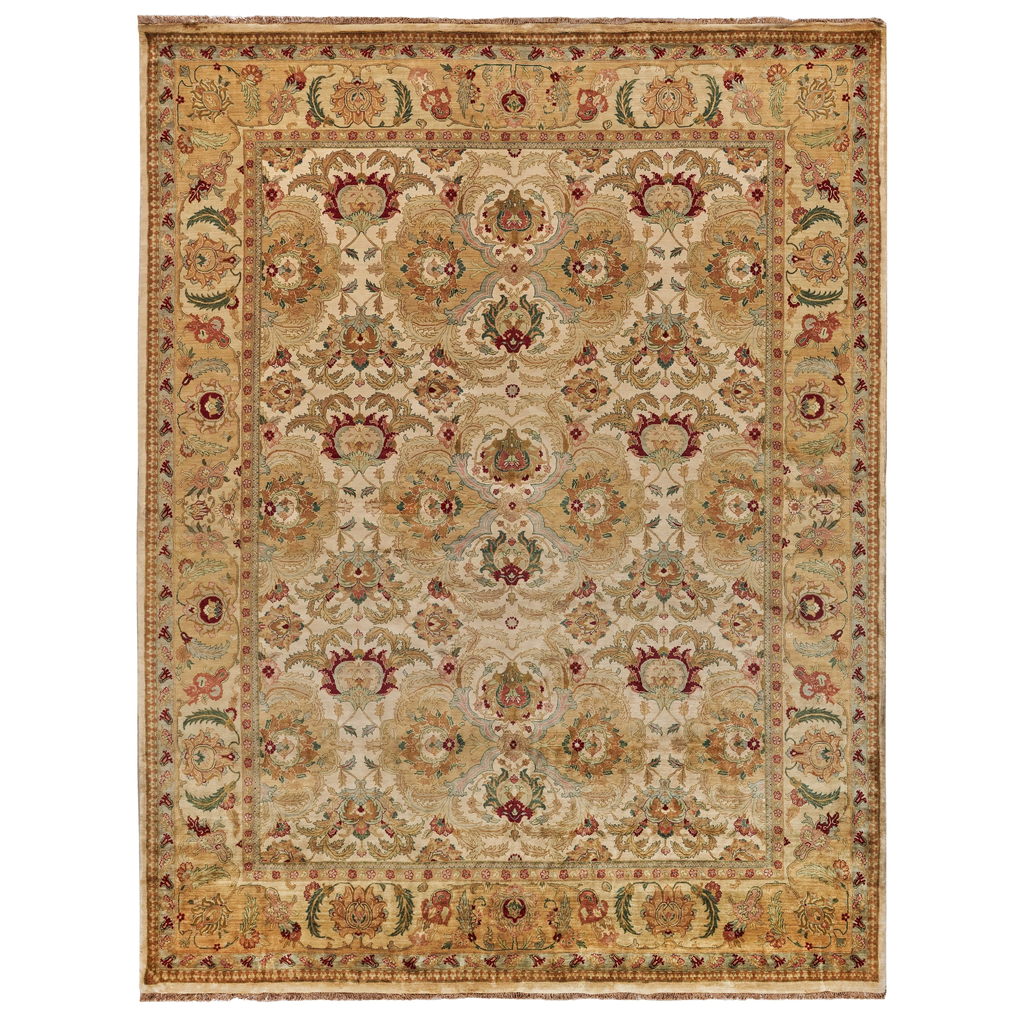 Polonaise Hand Knotted New Zealand Wool Ivory Gold Area Rug