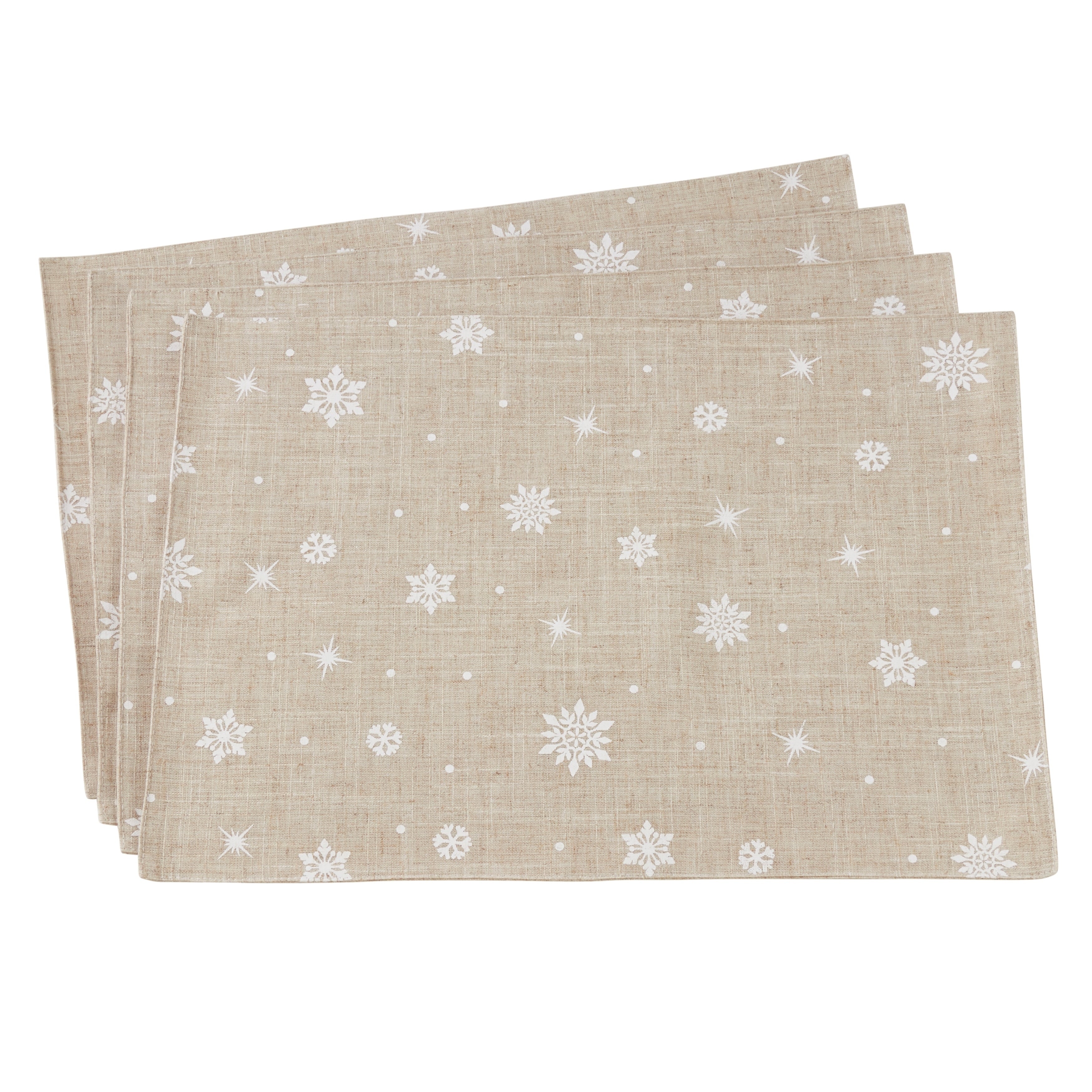 Poly Blend Table Mats With Snowflake Design Set Of 4 13 X19