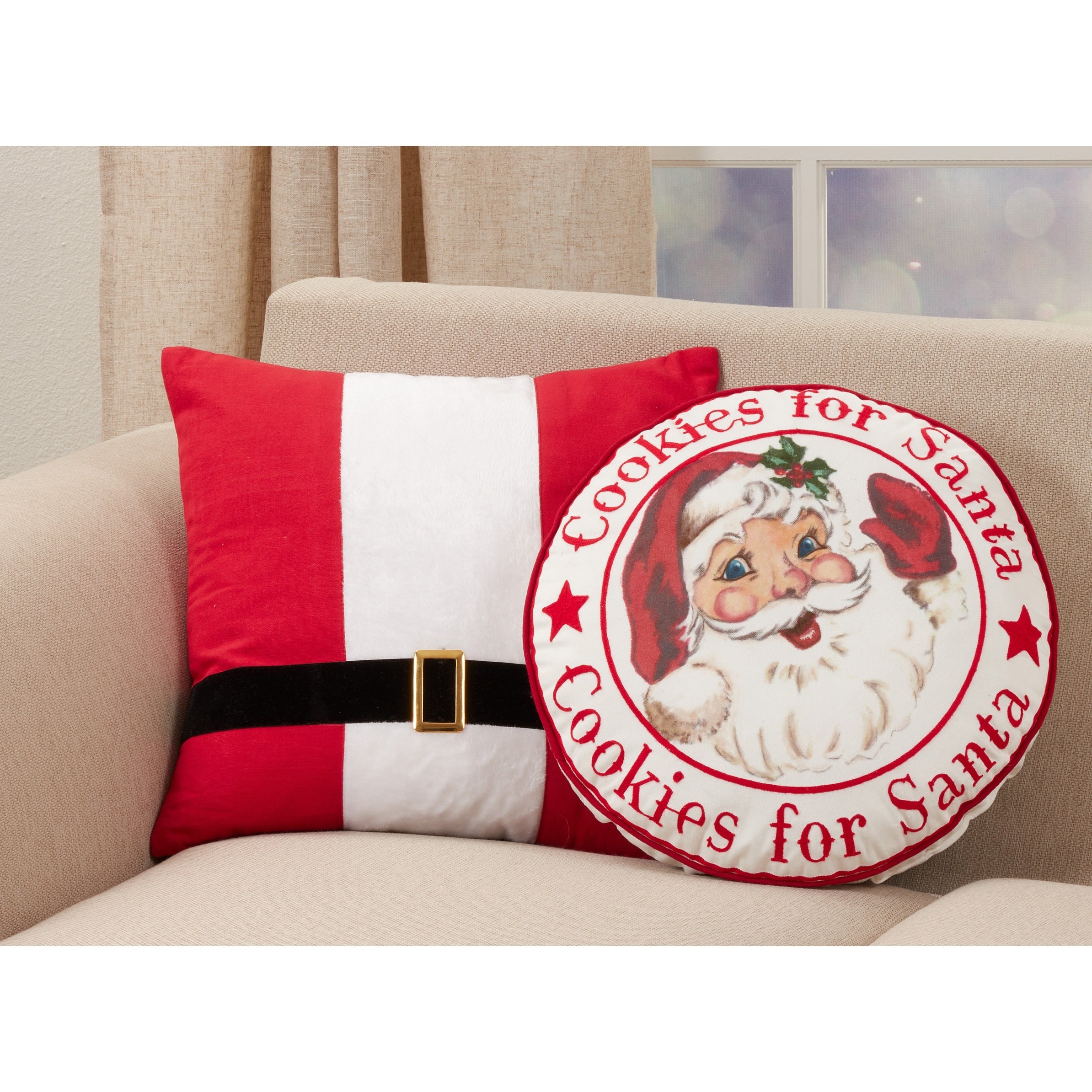 Poly Filled Throw Pillow With Cookies For Santa Design