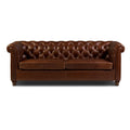 Gracewood Hollow Magwa Button Tufted Leather Sofa With 2 Throw Pillows