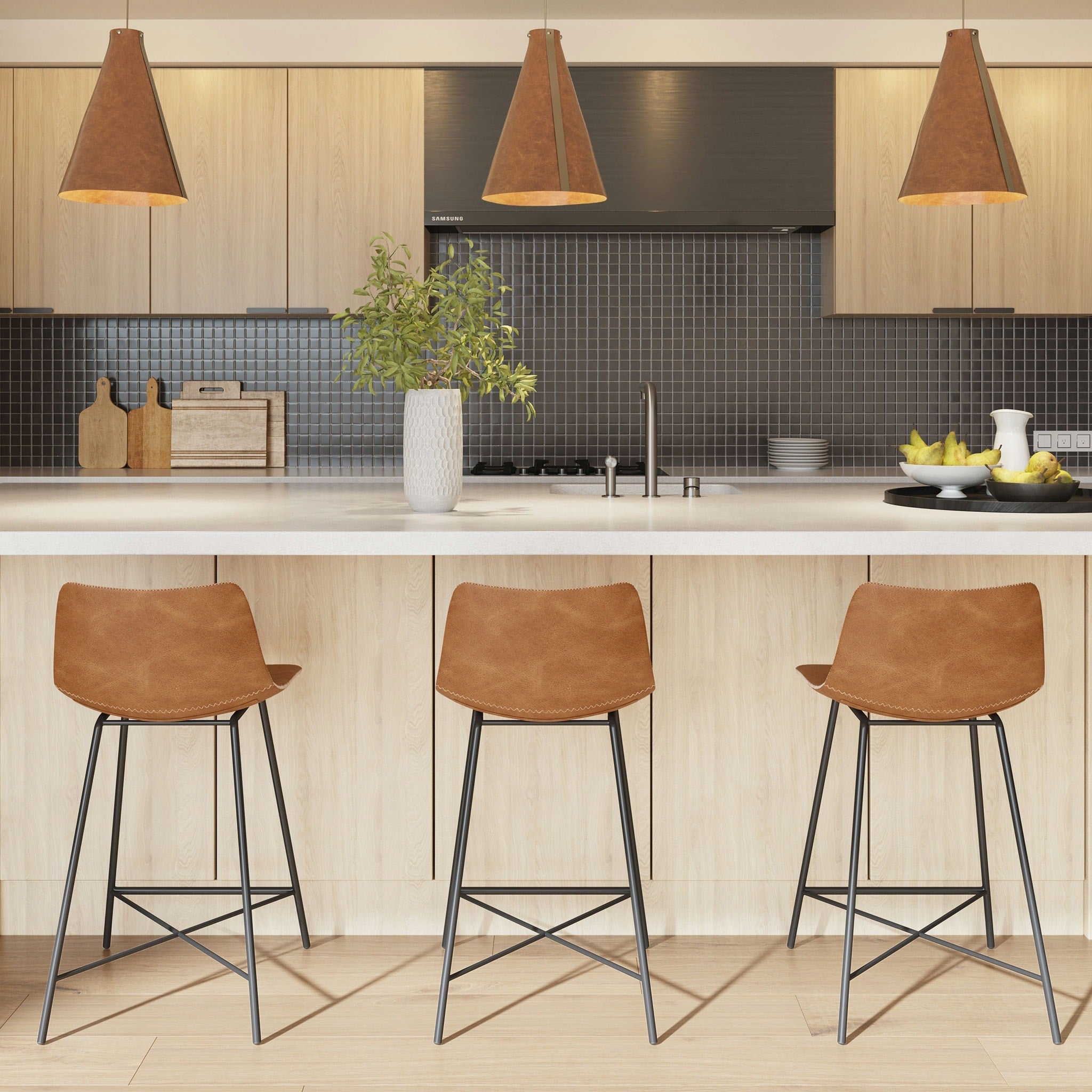 Poly And Bark Paxton Leatherette 24 Inch Counter Stool Set Of 3