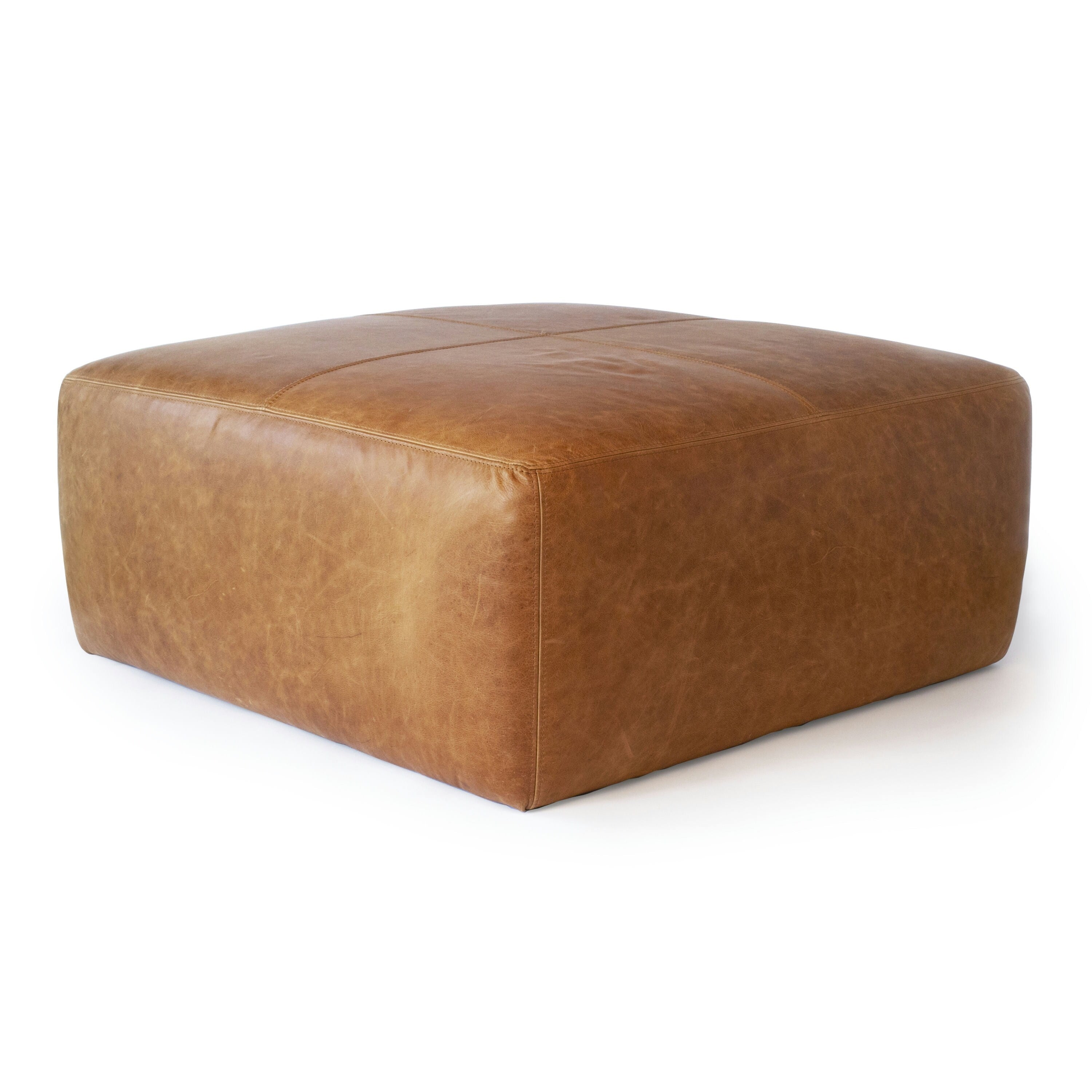 Sequoia Ottoman In Cognac Tan