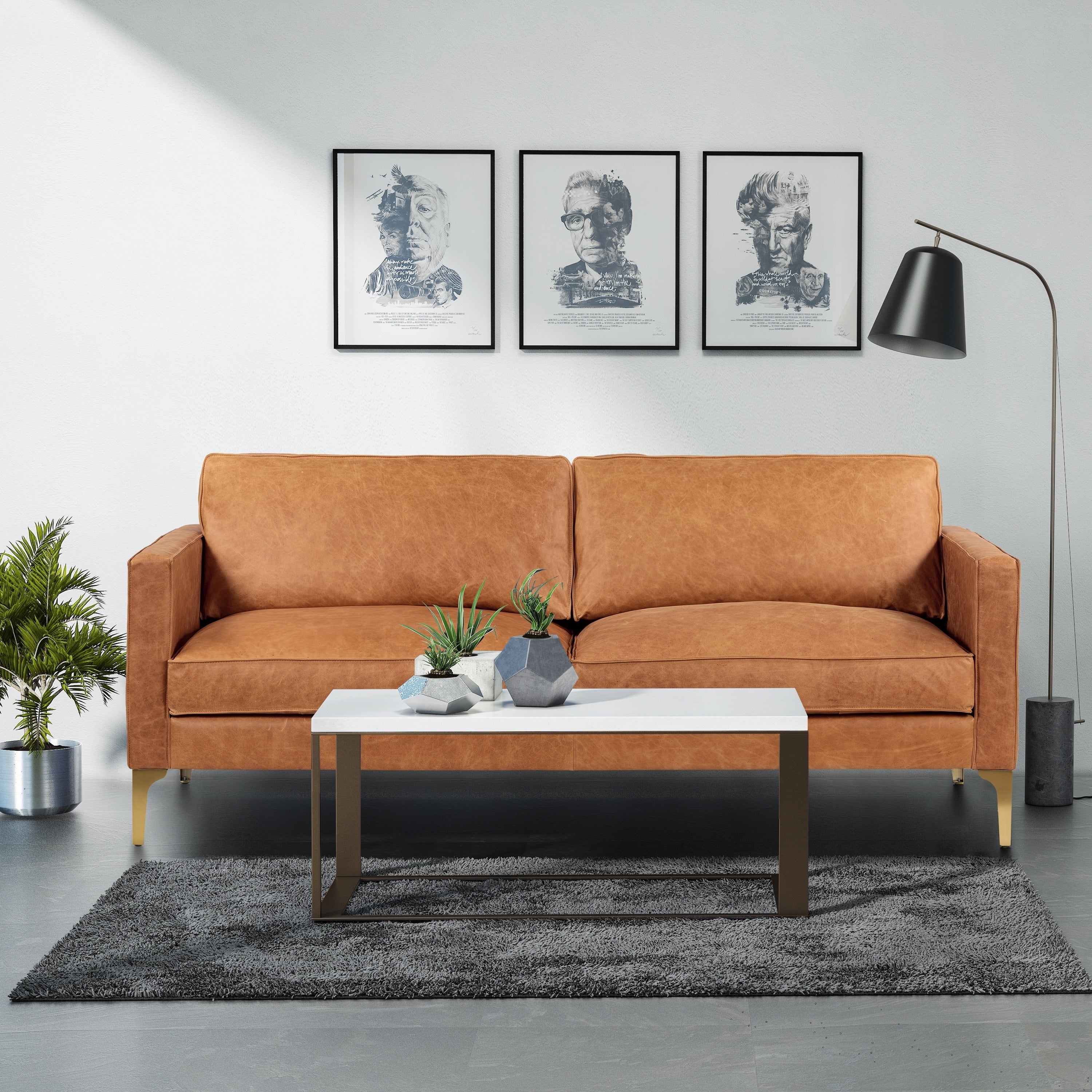 Poly And Bark Mateo Leather Sofa.