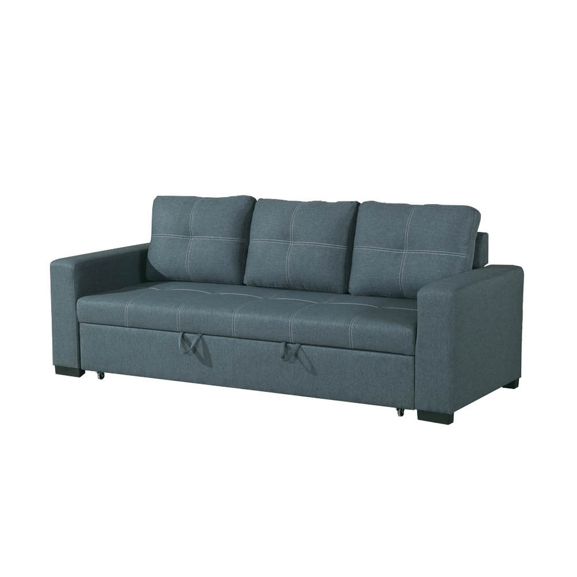 Poly Fiber Fabric Convertible Sofa In Grey