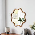 Polygonal Wooden Frame Decorative Mirror Art Style Wall Mounted Dressing Mirror