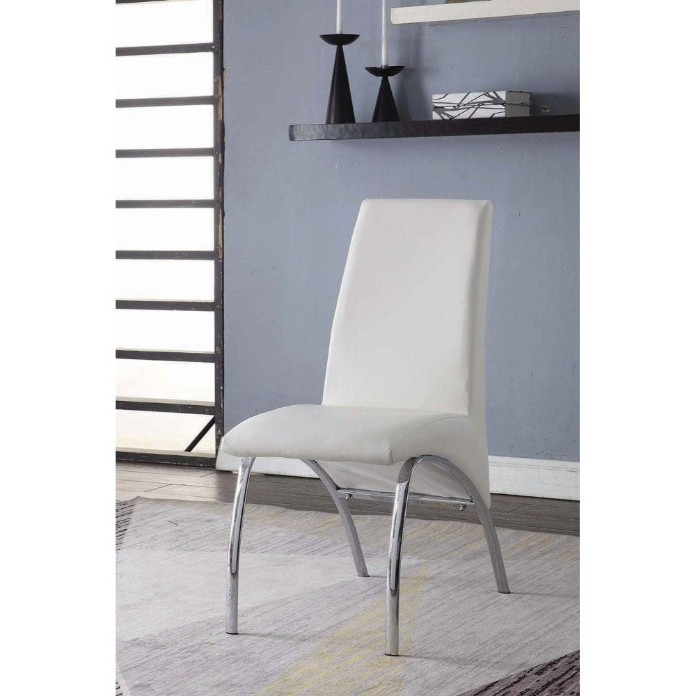 Polyurethane Upholstered Metal Side Chair Set Of Two White And Silver