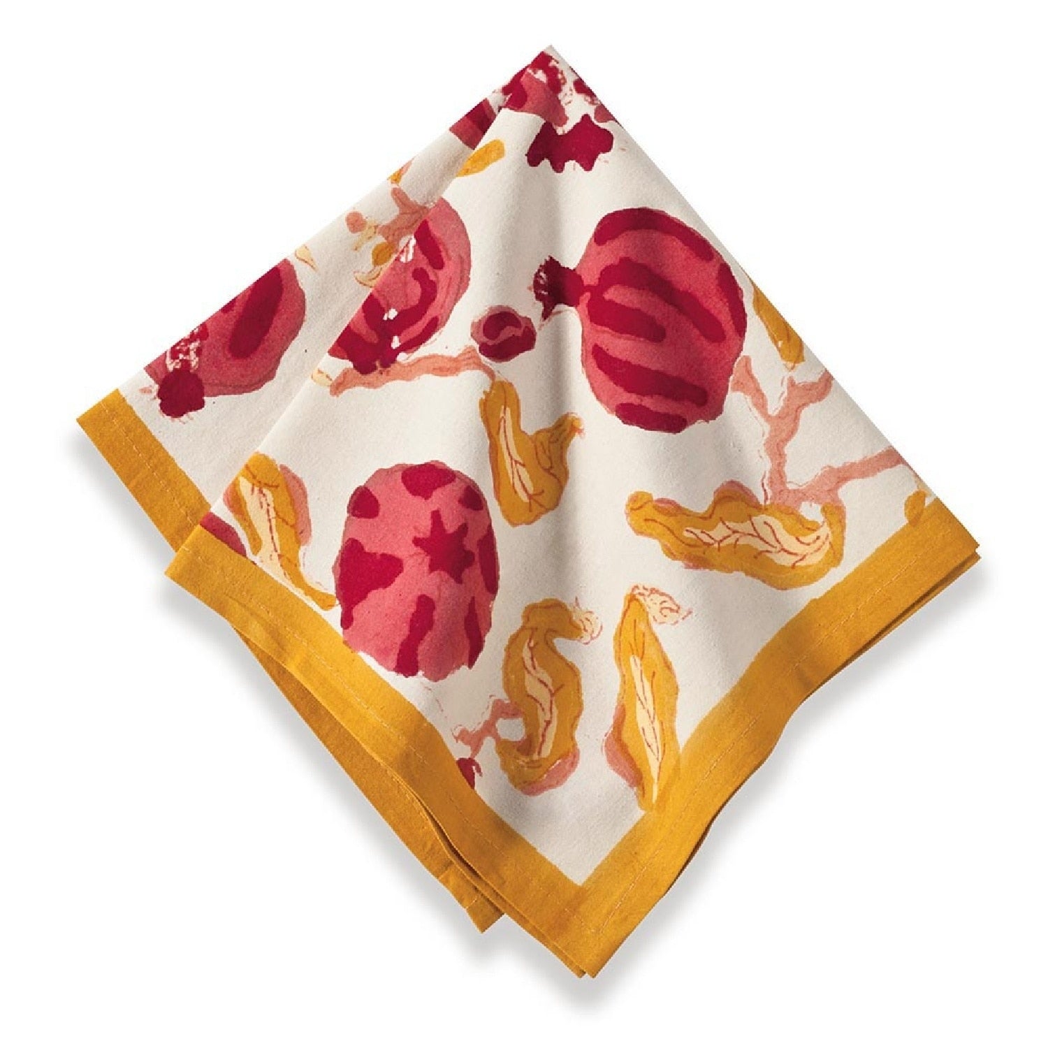 Pomegranate Yellow Cotton Napkins Set Of 6