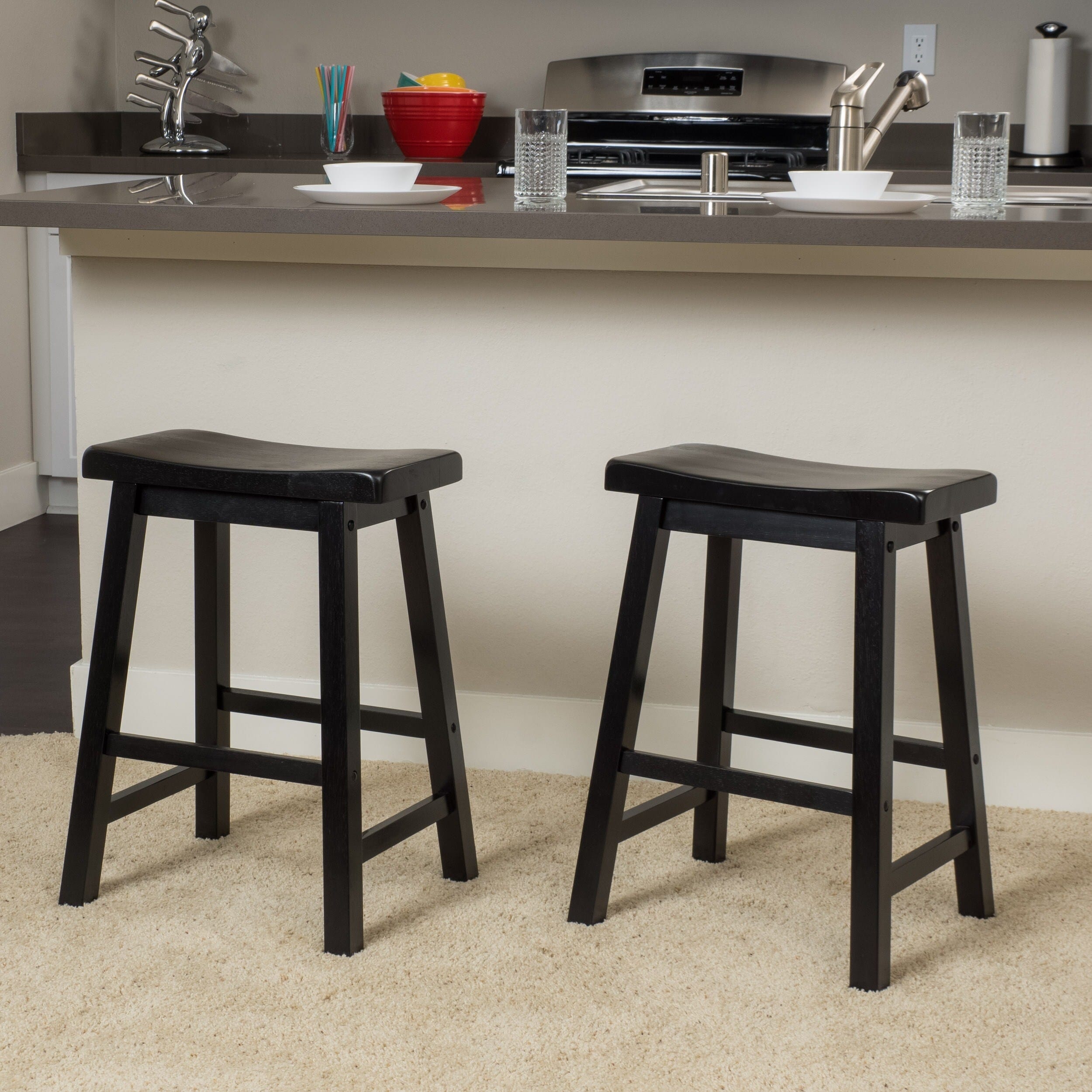 Pomeroy 24 Inch Saddle Wood Counter Stool Set Of 2 By Christopher Knight Home